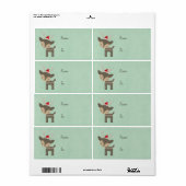 レッドサンタハットレトロヒップスター付きクリスマスディアー ラベル (フルシート)