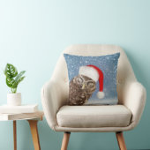 レッドサンタハット雪のかわいいクリスマスフクロウ クッション (椅子)