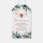 レッドサンタベイビー クリスマス衣類ライン ベビーシャワー ギフトタグ (正面)