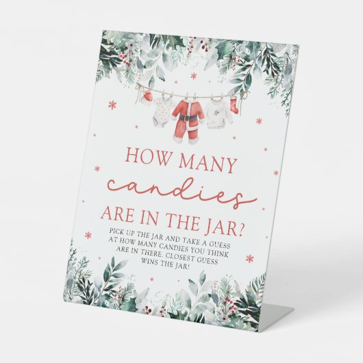 レッドサンタベビーキャンディーズ赤ちゃんシャワーの数を推測 台座サイン (正面)