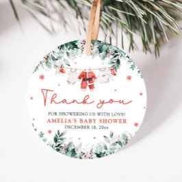 レッドサンタベビークリスマスクロザラインベビーシャワー フェイバータグ