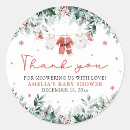 レッドサンタベビークリスマスクロザラインベビーシャワー ラウンドシール