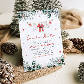 レッドサンタベビークリスマスクロザラインベビーシャワー 招待状