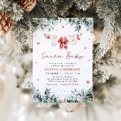 レッドサンタベビークリスマスクロザラインベビーシャワー 招待状