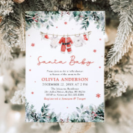 レッドサンタベビークリスマスクロザラインベビーシャワー 招待状