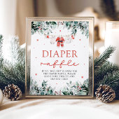 レッドサンタベビークリスマスベビーシャワーおむつラッフル ポスター