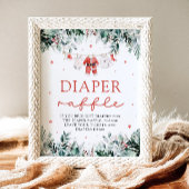 レッドサンタベビークリスマスベビーシャワーおむつラッフル ポスター