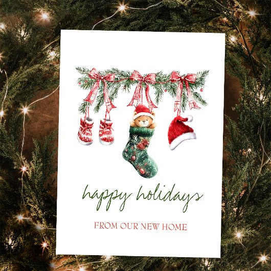 レッドサンタベビーベアークリスマスクロセスライン 案内ポストカード