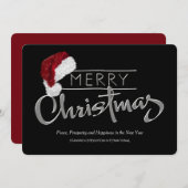 レッドサンタモダンハット企業のクリスマスカード シーズンカード (正面/裏面)