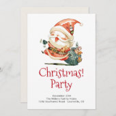 レッドサンタヴィンテージクリスマスと新年の招待 シーズンカード (正面/裏面)