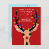 レッドサンタ・ファン・トナカイ犬の雪のクリスマスムービング 案内ポストカード (正面/裏面)