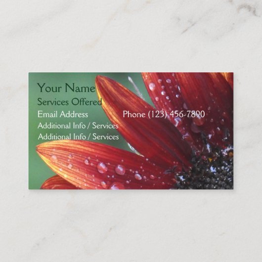 レッドサンフラワー花びらフローラ風景デザイン 名刺 (裏面)