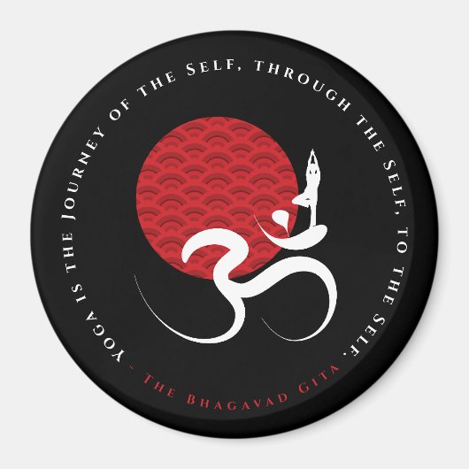 レッドサンヨガスピリチュアルめい想インディアンOmオウムロゴ マグネット (正面)