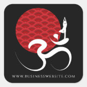 レッドサンヨガスピリチュアルめい想インディアンOm Ohmロゴ スクエアシール (正面)