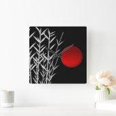 レッドサン白黒禅 スクエア壁時計 (ホーム)