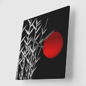 レッドサン白黒禅 スクエア壁時計 (傾斜)