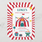 レッドサーカよくはしゃぐスカーニバル誕生日 招待状 (正面/裏面)