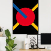 レッドサークルウィズブルーとイエローバーバウハウス ポスター (ホームオフィス)