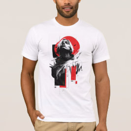 レッドサークルグリッチポートレート Tシャツ