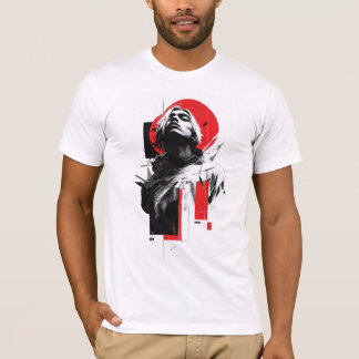 レッドサークルグリッチポートレート Tシャツ