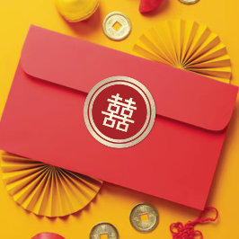 レッドサークルダブル幸せ中国の金ゴールド結婚ズ ラウンドシール