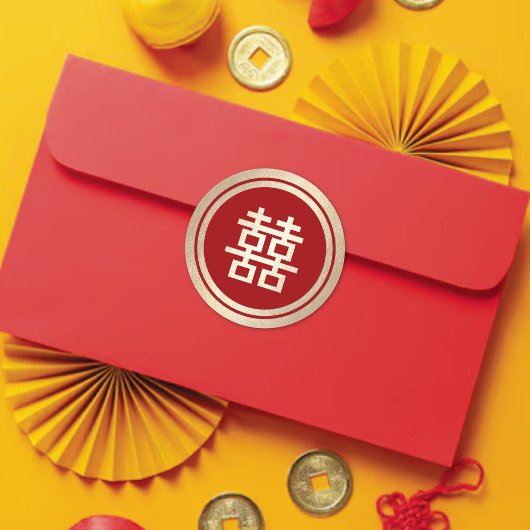 レッドサークルダブル幸せ中国の金ゴールド結婚ズ ラウンドシール