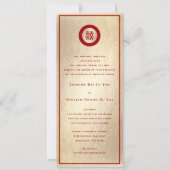 レッドサークルダブル幸せ中国の金ゴールド結婚ズ 招待状 (正面)