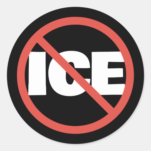 レッドサークル反トランプICE政治的意見 ラウンドシール (正面)