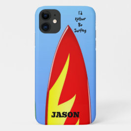 レッドサーフボード "I'd Rather Be Surfing" iPhoneケース iPhone 11 ケース
