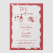 レッドザアモーレピザワイタリアンインブライダルシャワー ベラム紙招待状 (正面)