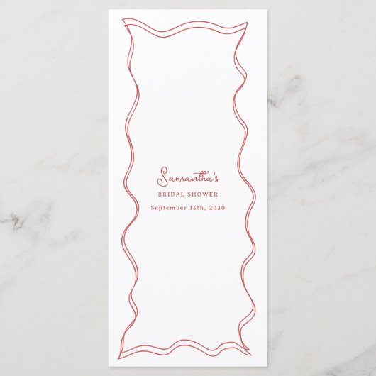 レッドザアモーレピザワイタリアンインブライダルシャワー メニュー (裏面)