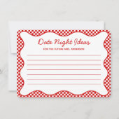 レッドザアモーレブライダルシャワーデイトナイトアイディア ノートカード (正面)