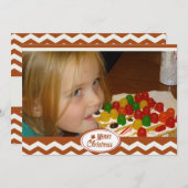 レッドシェブロンストライプホリデーフォトカード シーズンカード (正面/裏面)