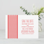 レッドシェブロン枠の結婚式お知らせカード 招待状 (スタンド正面)