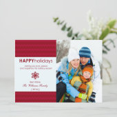 レッドシェブロン スノーフレーク ホリデー フラット カード (スタンド正面)