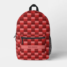 レッドシェードの色ブロック プリントバックパック