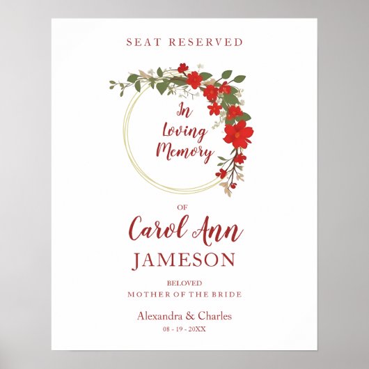 レッドシェードフローラ結婚リースの愛するメモリ ポスター (正面)