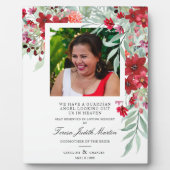 レッドシェードボタニカルフローラ伝統的ガーランド フォトプラーク (正面)