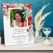 レッドシェードボタニカルフローラ伝統的ガーランド フォトプラーク (側面)