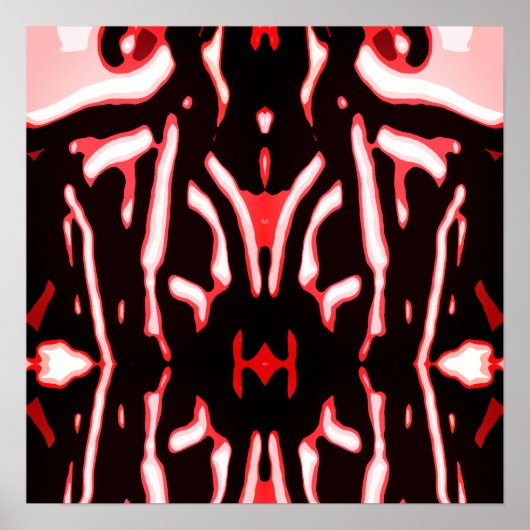 レッドシェード白黒抽象芸術モダンアートモチーフ ポスター (正面)