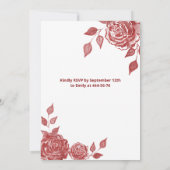 レッドシックなハンドファンロマンチックなバラキンセアニラ 招待状 (裏面)