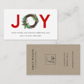 レッドシックなホリーベリージョイリースクリスマスロゴ 名刺 (正面/裏面)