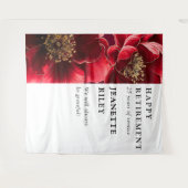 レッドシックエレガントフローラリタイアメントパーティー背景 タペストリー (正面(横))