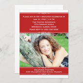 レッドシック写真卒業招待状 招待状 (正面/裏面)