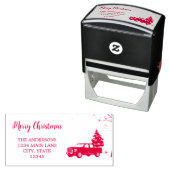 レッドシック素朴スクリプトクリスマス差出人住所 セルフインキングスタンプ (インサイチュ)