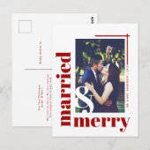 レッドシック結婚したとフォトクメリーリスマスホリデー ポストカード (正面/裏面)