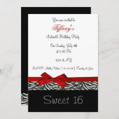 レッドシックSweet sixteenパーティの招待状 招待状 (正面/裏面)