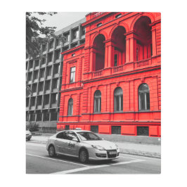 レッドシティ建物ミニマリスト写真 メタルプリント