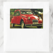 レッドシトロエン2CV 長方形シール (バッグ)