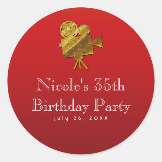 レッドシネマ&金ゴールドスターズハリウッドパーティーの好意 ラウンドシール (正面)